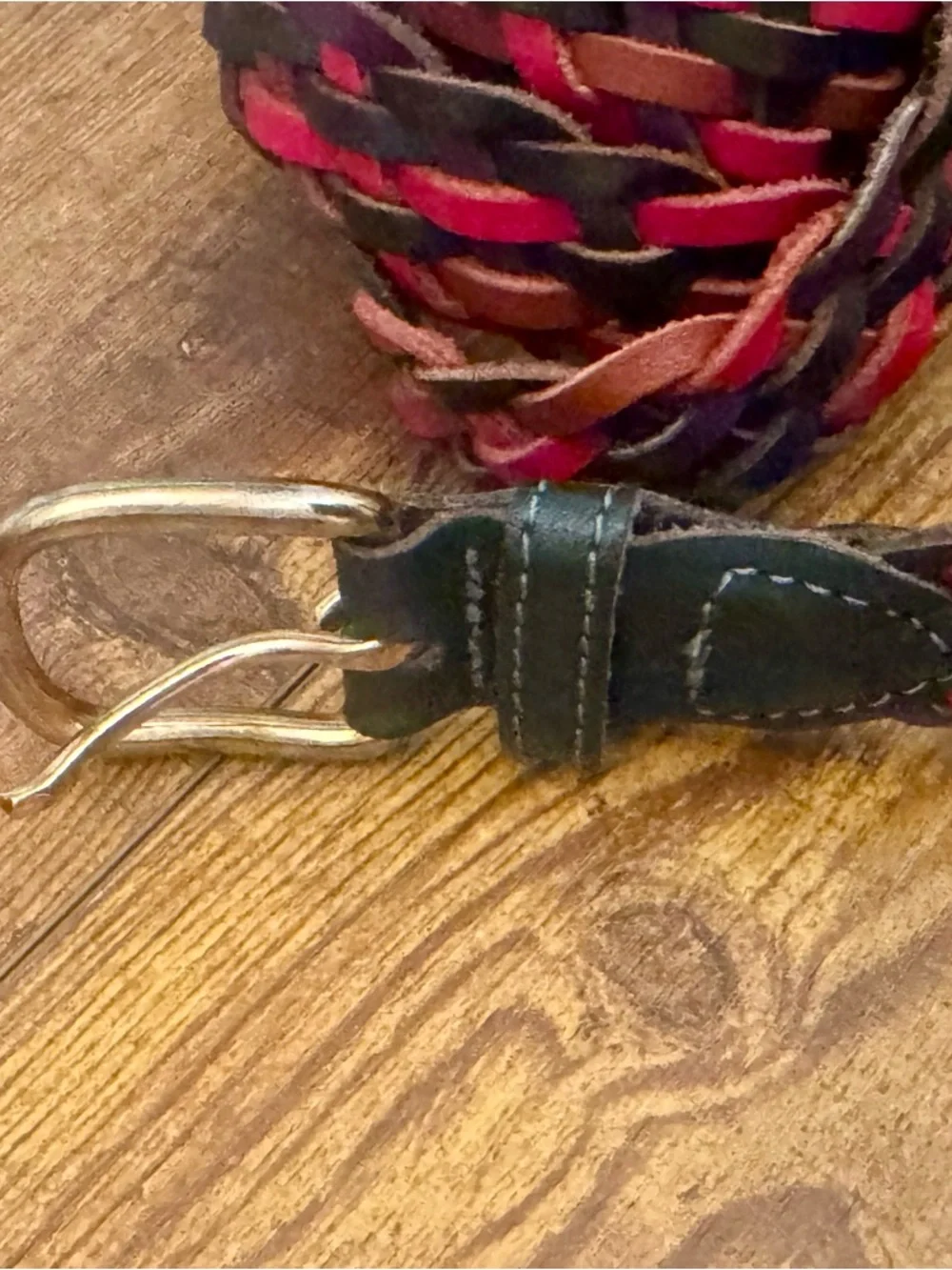 Vintage Braided Leather Belt Red Brown Black Purple‎ Boho Western Woven XL